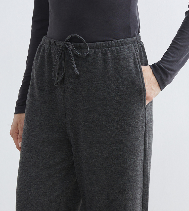Drawstring Waist Wide Leg Sweatpants