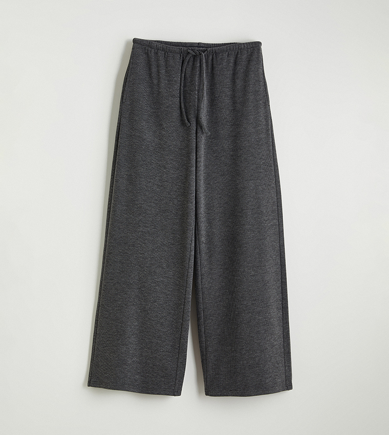 Drawstring Waist Wide Leg Sweatpants