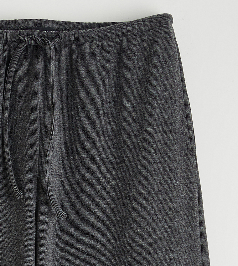 Drawstring Waist Wide Leg Sweatpants