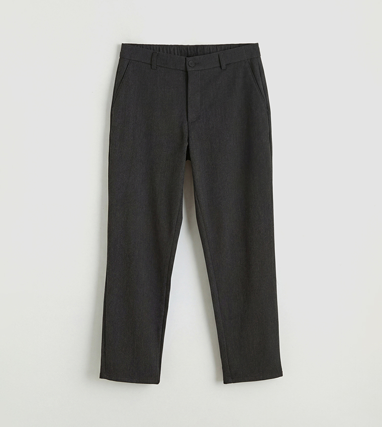 Solid Button Closure Regular Fit Trousers