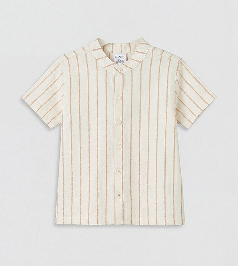 Striped Mandarin Collar Shirt