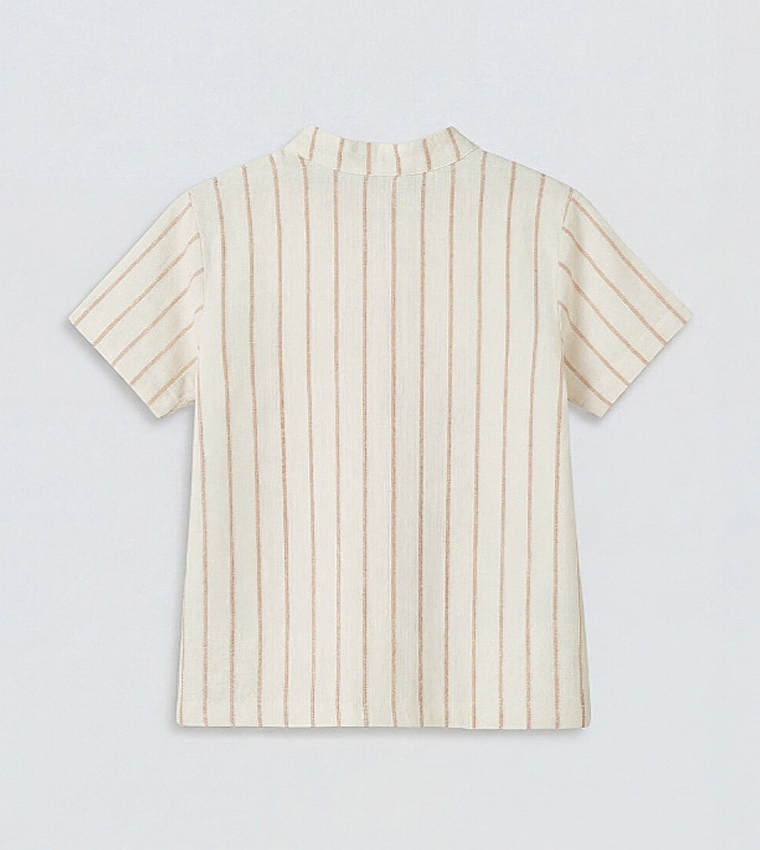 Striped Mandarin Collar Shirt