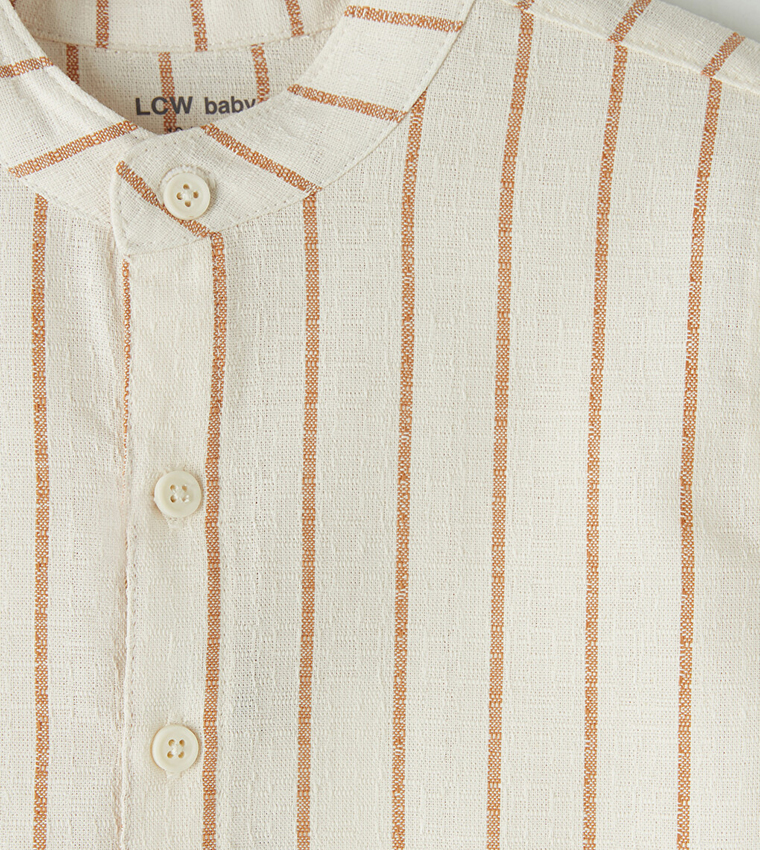 Striped Mandarin Collar Shirt
