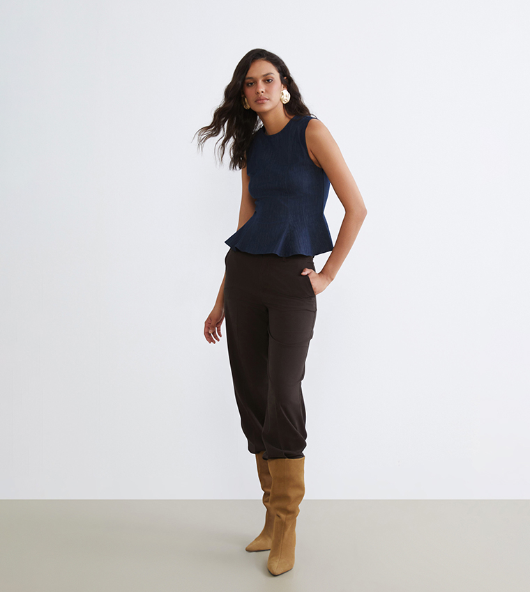 Solid Sleeveless Peplum Top