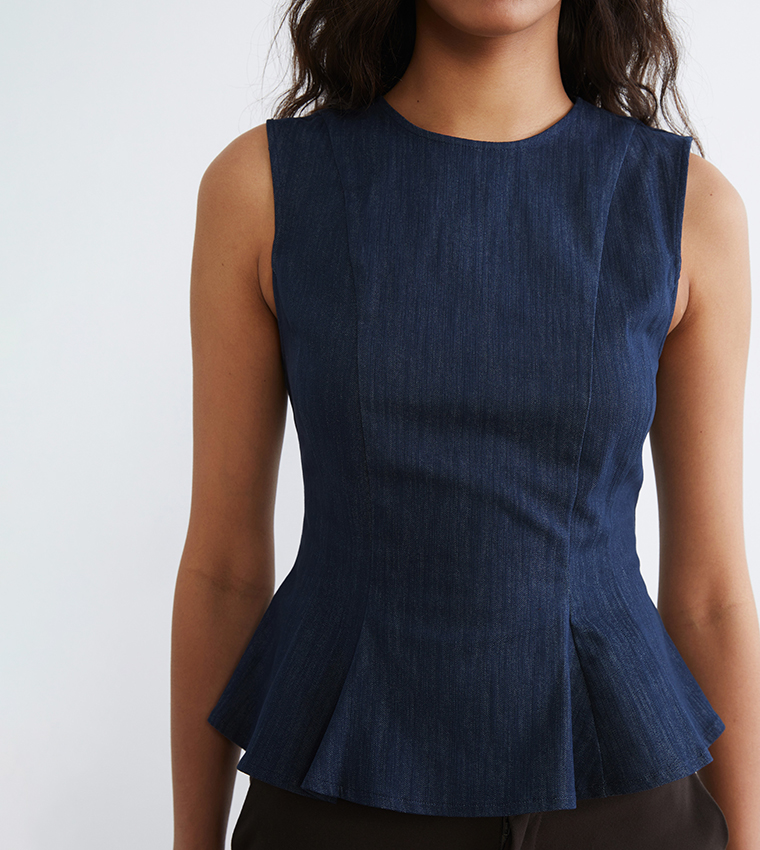 Solid Sleeveless Peplum Top