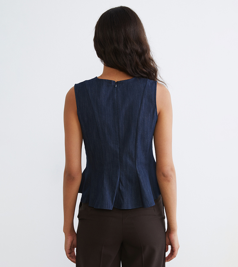 Solid Sleeveless Peplum Top