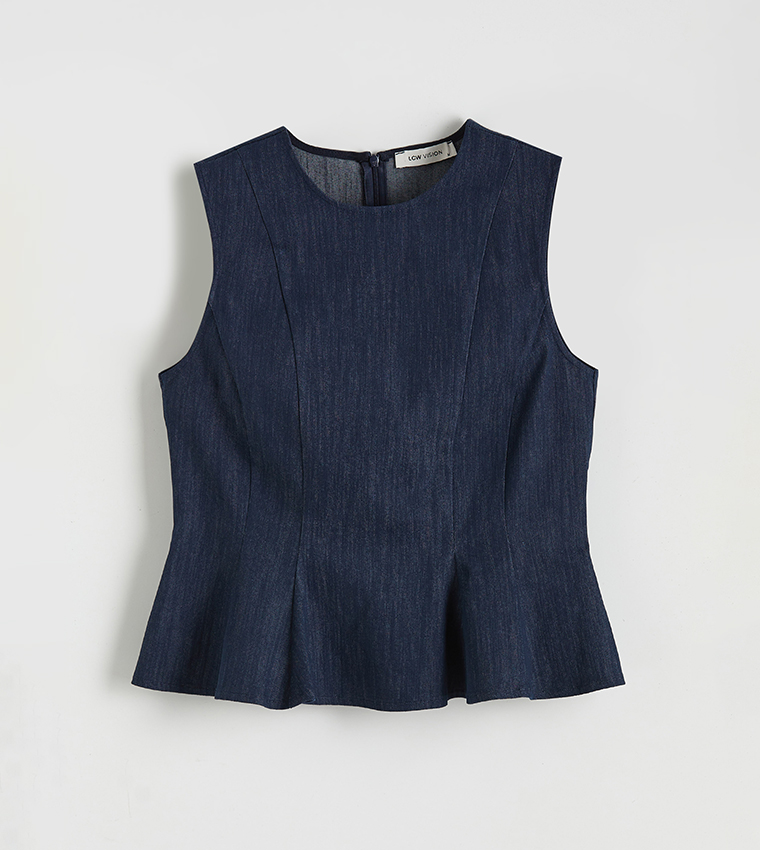 Solid Sleeveless Peplum Top