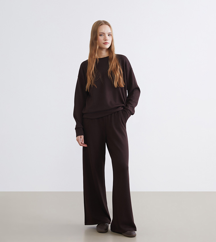 Drawstring Waist Wide Leg Sweatpants