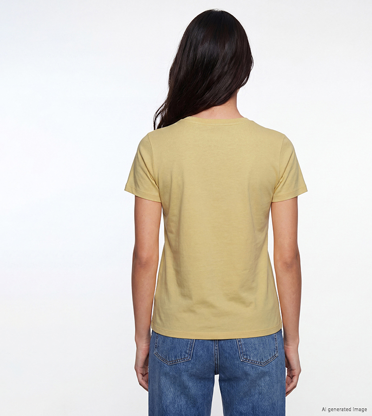 V-Neck Short Sleeves Cotton Slim Fit T-Shirt