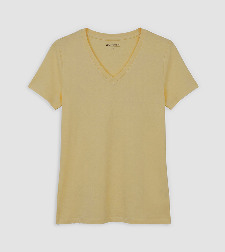 V-Neck Short Sleeves Cotton Slim Fit T-Shirt
