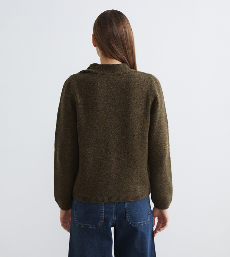 Turtleneck Tie Detail Knitted Sweater