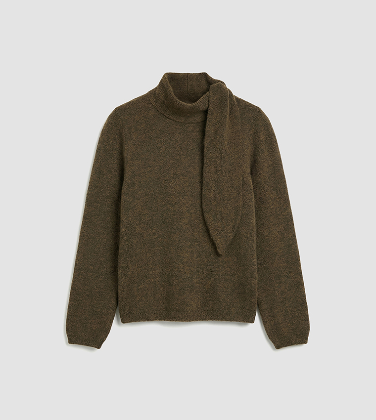 Turtleneck Tie Detail Knitted Sweater