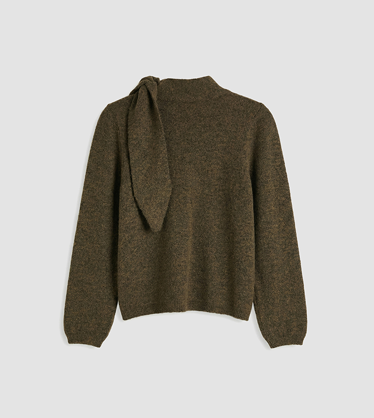 Turtleneck Tie Detail Knitted Sweater