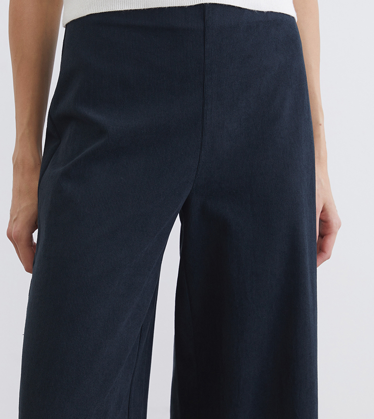 Elastic Waist Velvet Wide Leg Trousers