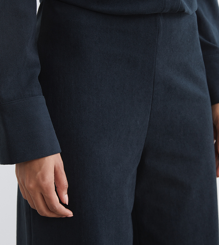Elastic Waist Velvet Wide Leg Trousers