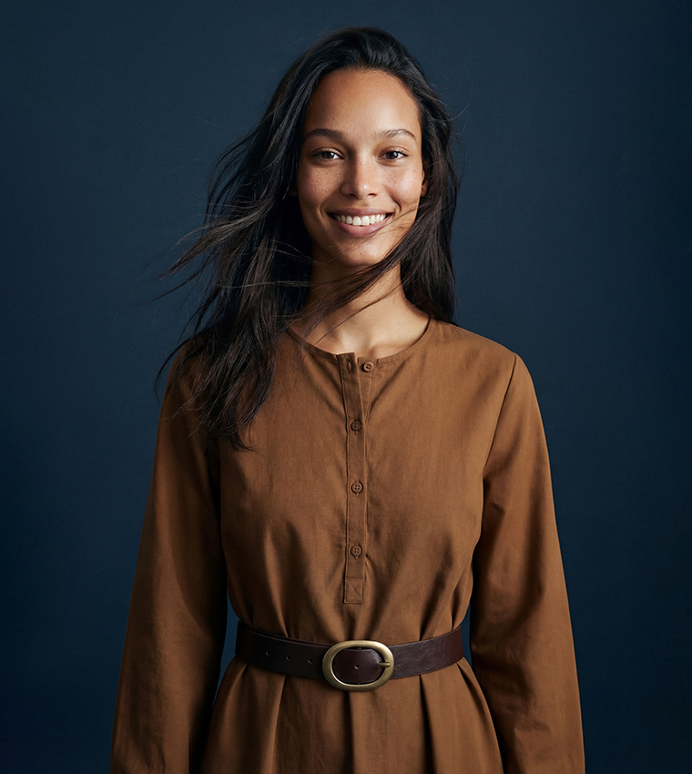 Belted Crew Neck Midaxi Dress