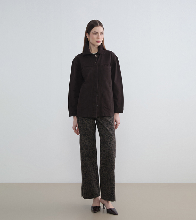 Washed Long Sleeves Oversized Denim Jacket