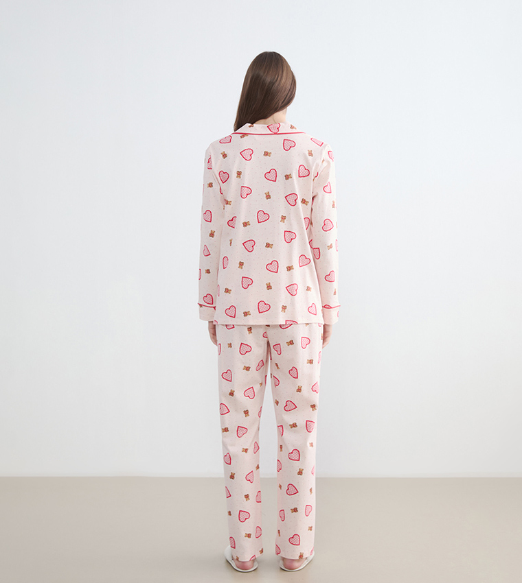 Printed Shirt Collar Maternity Pyjama Set