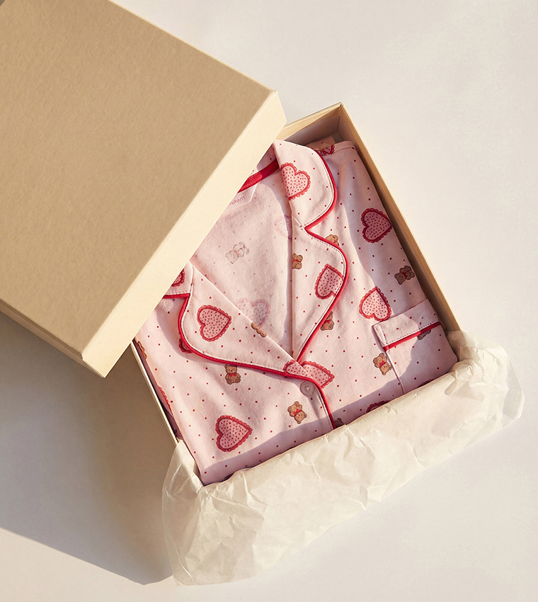 Printed Shirt Collar Maternity Pyjama Set