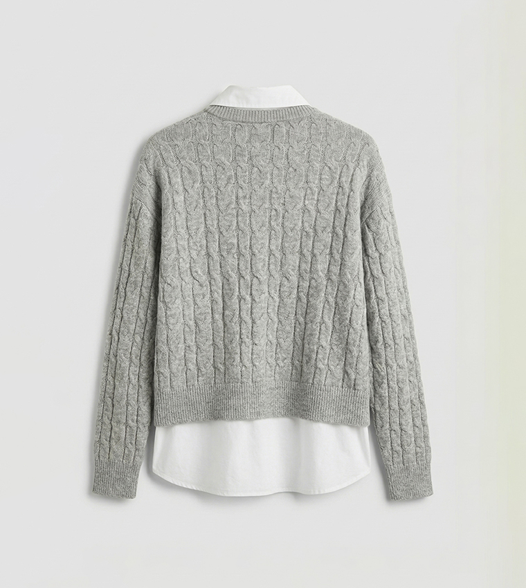 LC Waikiki  Round Neck Sweaters - Grey Round Neck Sweaters