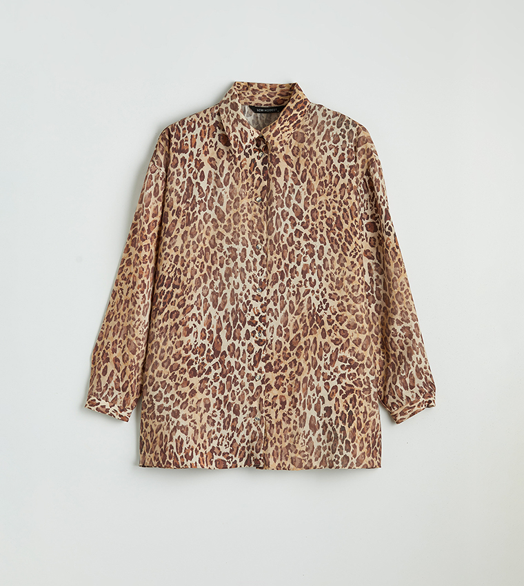 Leopard Printed Long Sleeves Shirt Tunic