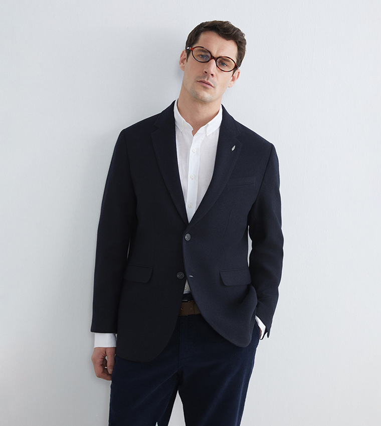 Long Sleeves Wool Blend Blazer