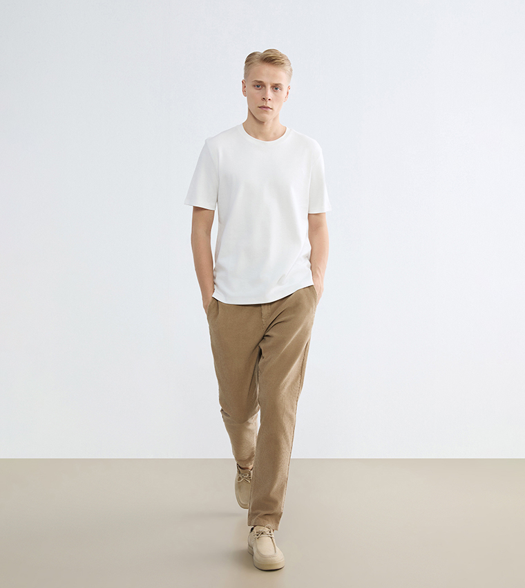 Textured Regular Fit Corduroy Pants