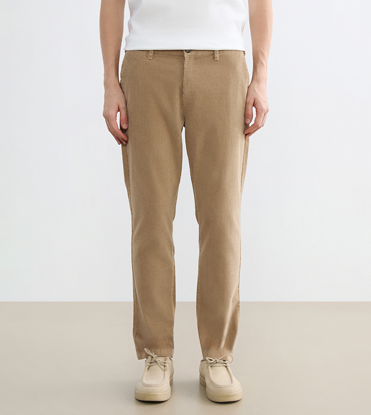 Textured Regular Fit Corduroy Pants
