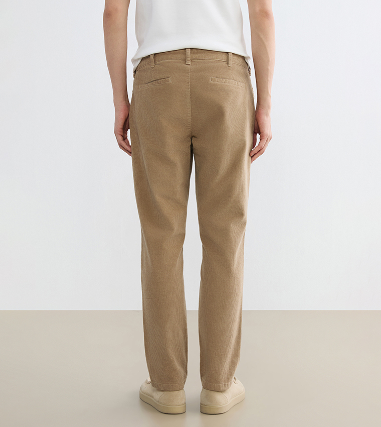 Textured Regular Fit Corduroy Pants