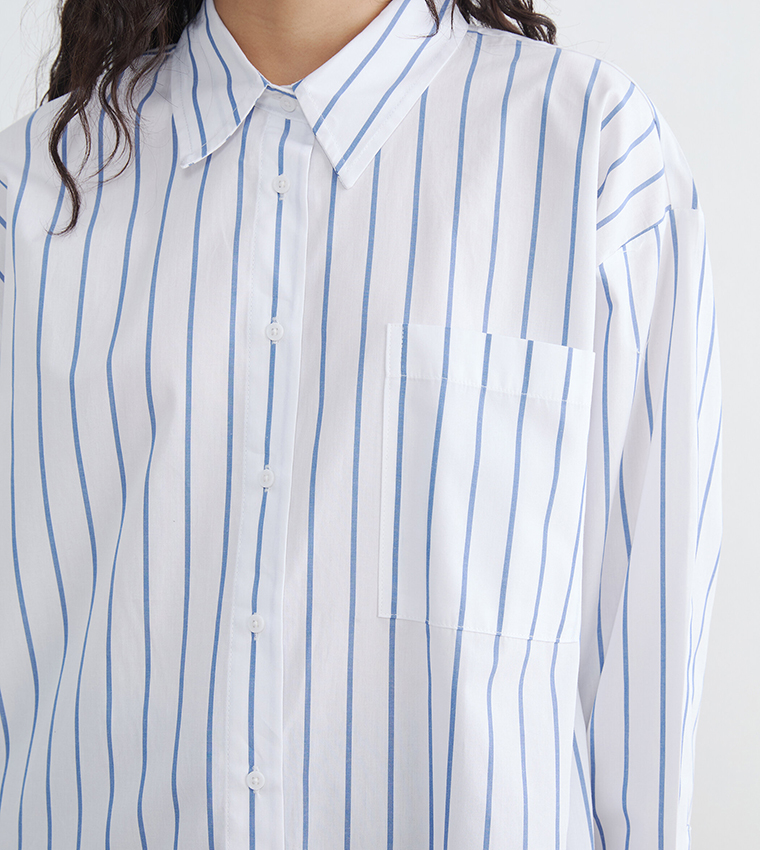 Striped Long Sleeves Oversized Shirt