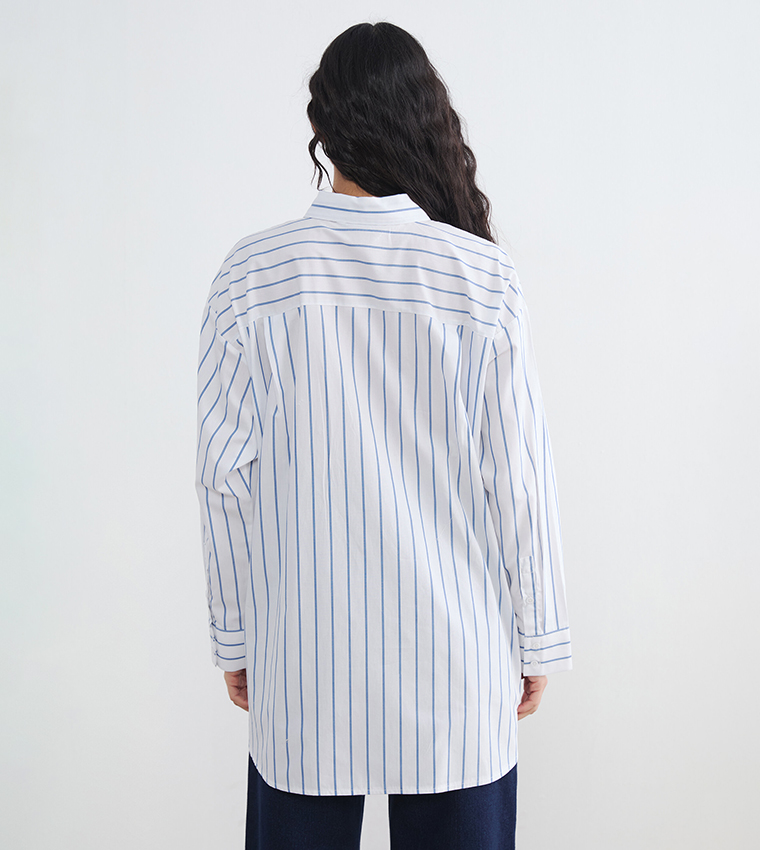 Striped Long Sleeves Oversized Shirt