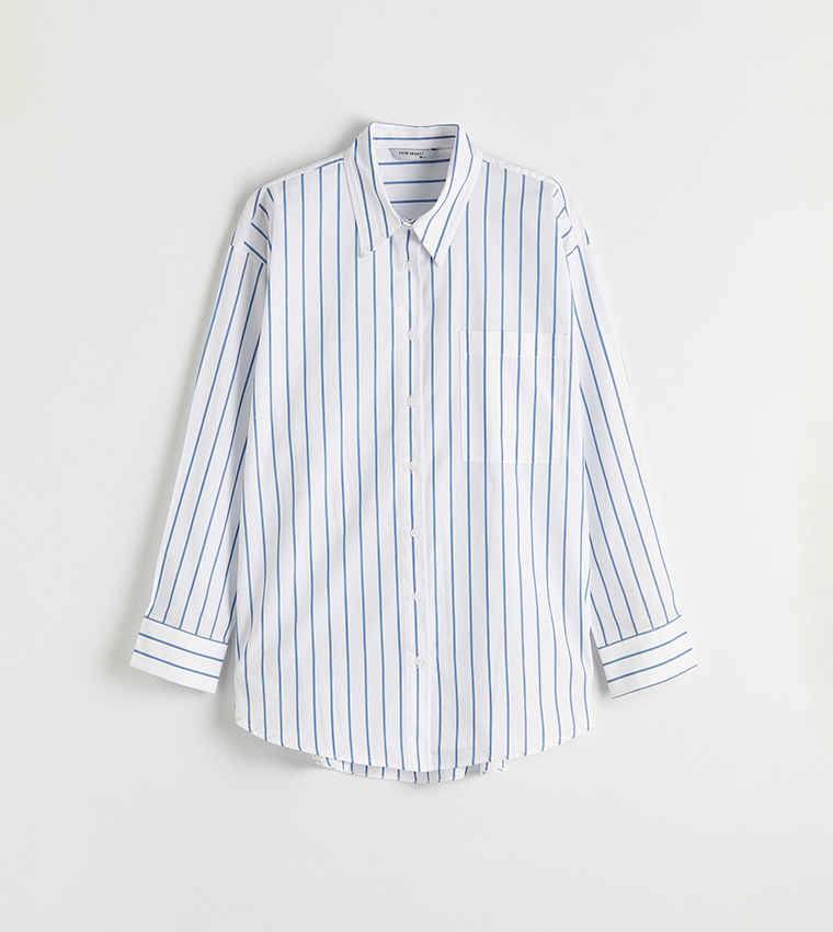 Striped Long Sleeves Oversized Shirt