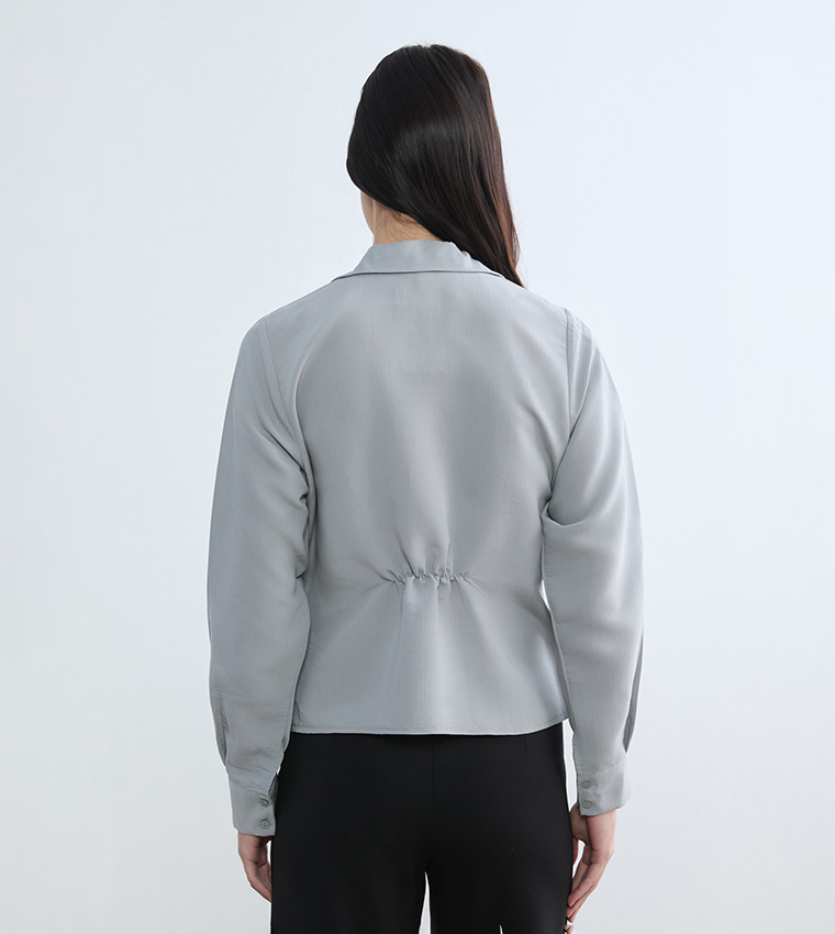 Solid Ruched Waist Shirt