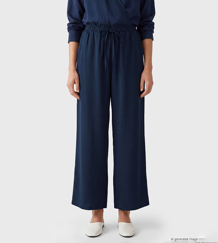 Drawstring Waist Wide Leg Casual Pants