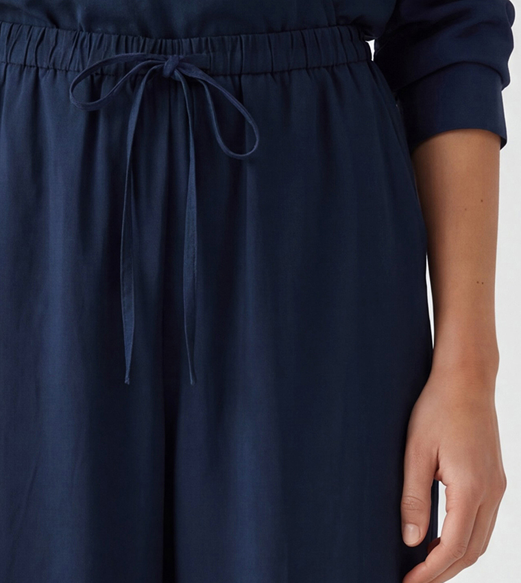 Drawstring Waist Wide Leg Casual Pants