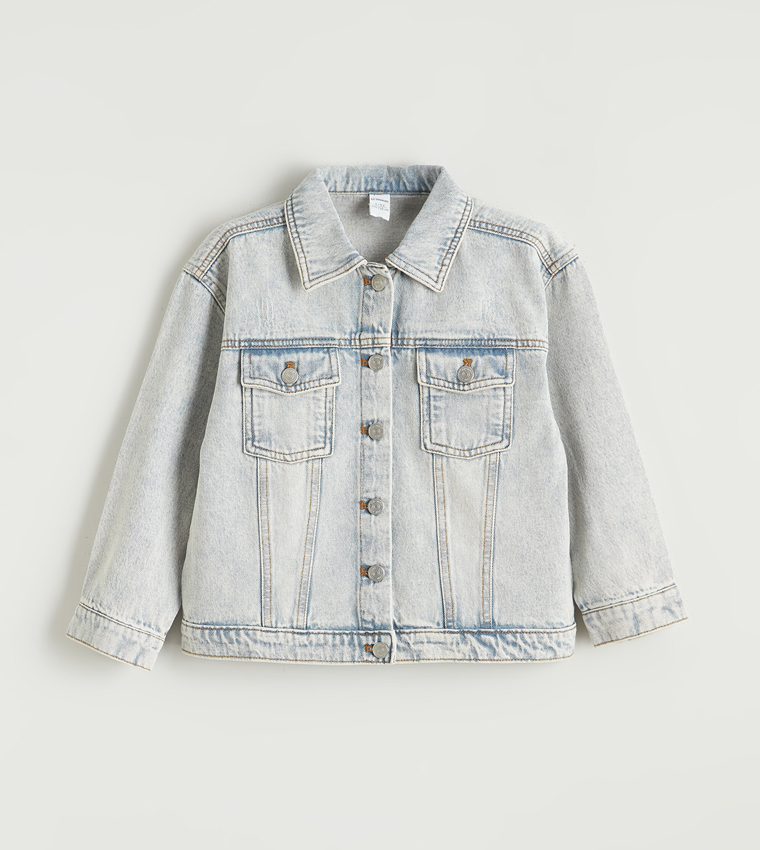 Washed Long Sleeves Denim Jacket