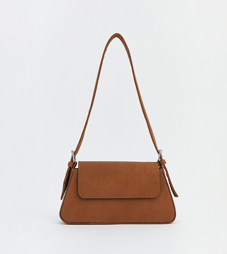 Solid Flap Closure Shoulder Bag
