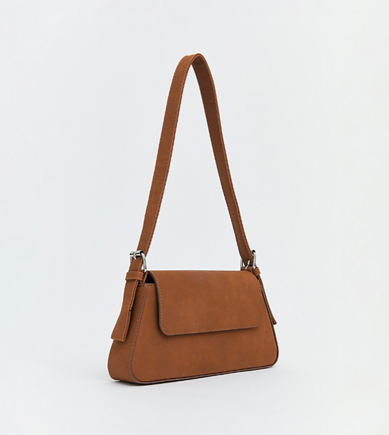 Solid Flap Closure Shoulder Bag