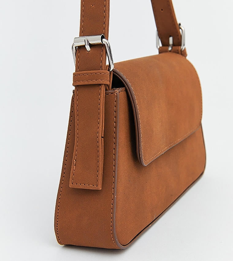 Solid Flap Closure Shoulder Bag