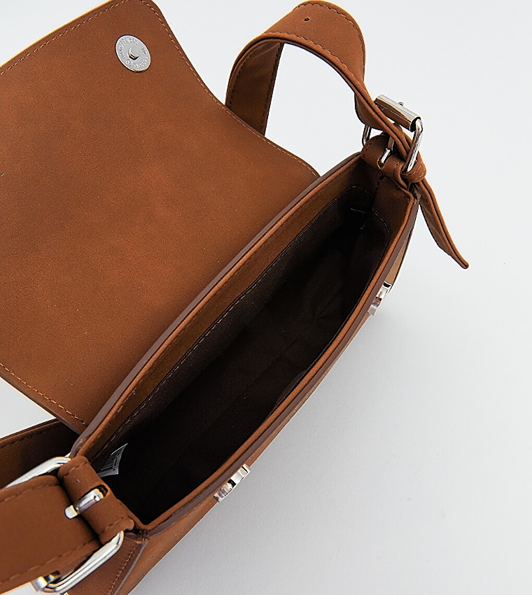 Solid Flap Closure Shoulder Bag