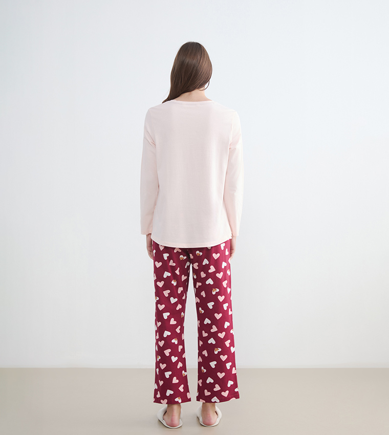 Heart Printed Long Sleeves Maternity Pyjama Set