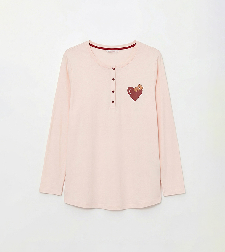 Heart Printed Long Sleeves Maternity Pyjama Set