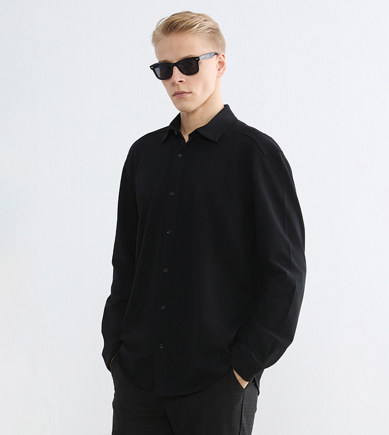 Solid Regular Collar Long Sleeves Shirt