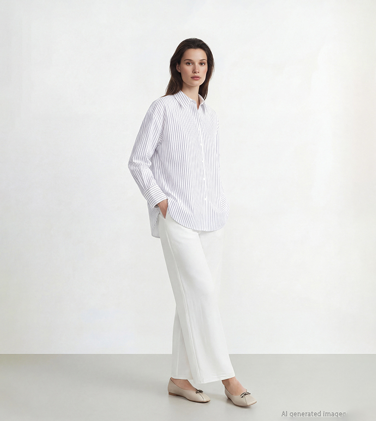 Striped Long Sleeves Poplin Shirt