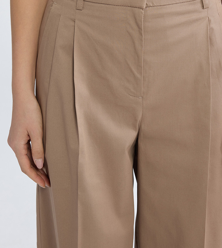 High Waist Pleated Wide Leg Trousers