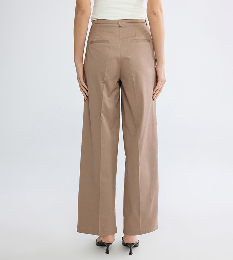 High Waist Pleated Wide Leg Trousers
