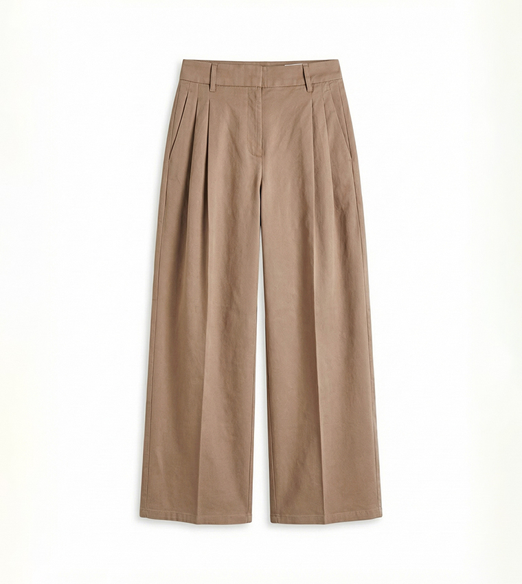 High Waist Pleated Wide Leg Trousers