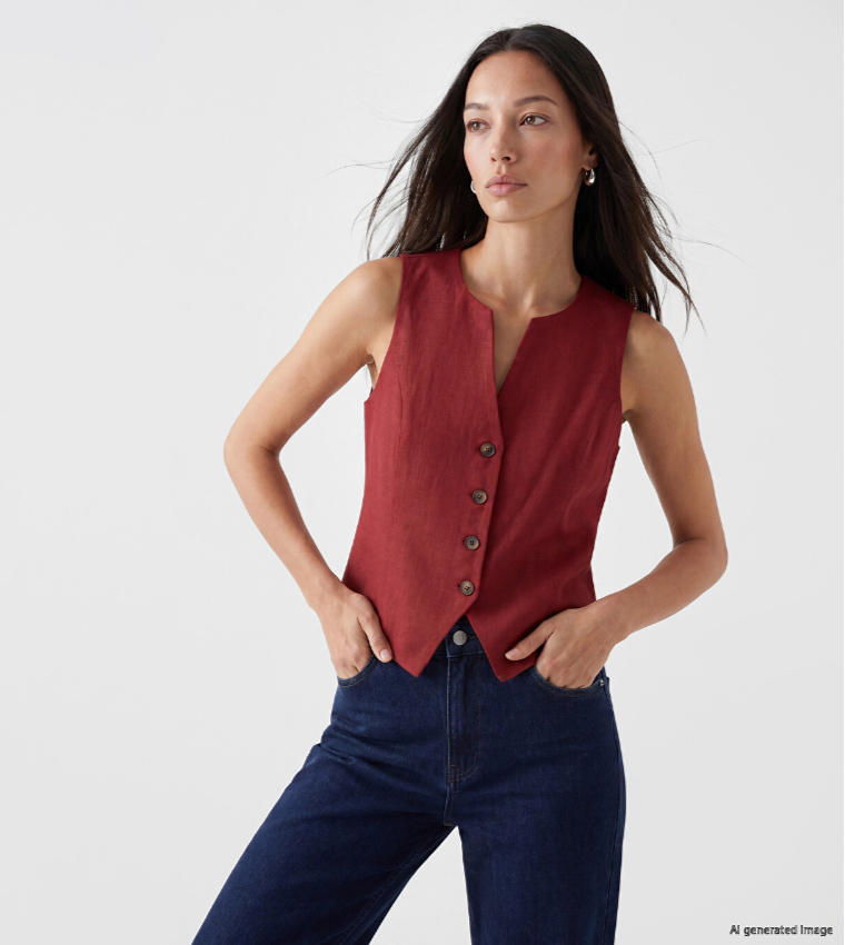 Solid V Neck Vest