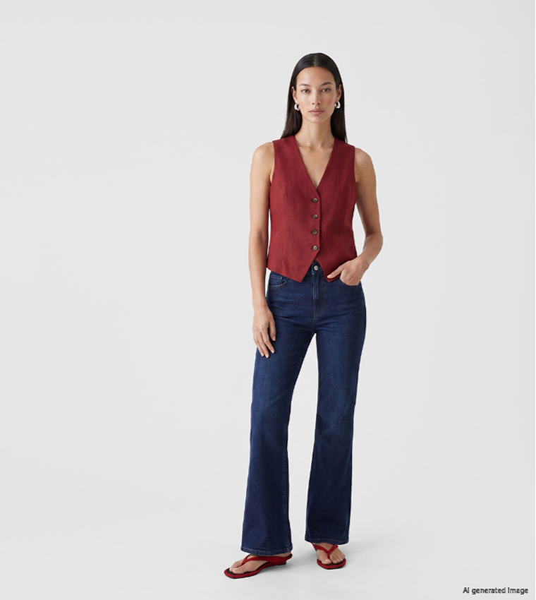 Solid V Neck Vest