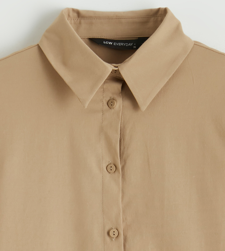 Solid 3/4 Sleeves Poplin Shirt